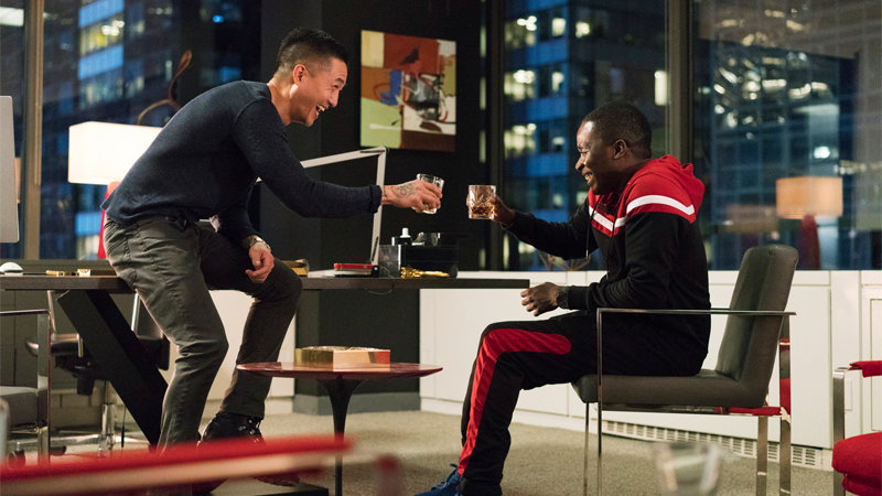 Pryce Cheng (Terry Chen) celebrates his impending lack of importance in Jessica Jones season 2.